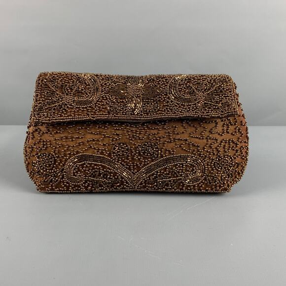 WALBORG Brown Copper Beaded Clutch Bags - Picture 1 of 6